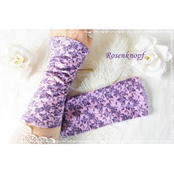 STULPEN Armstulpen Violett Satinröschen Stretchstulpen Stoffstulpen Pulswärmer Damenstulpen Handstulpen