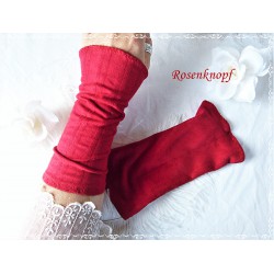 STULPEN Armstulpen Rot UNIKAT Pulswärmer Damenstulpen Strickstulpen Perlen Frauen