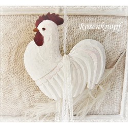 Hahn aus Holz Weiß Spitze Ostern K