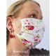 Behelfsmaske Hellblau-Rosen Mundbedeckung Mund- Nasenmaske