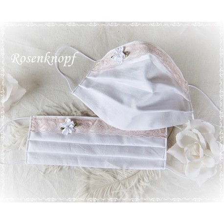 Maske Braut Weiß Spitze Blume Mundbedeckung