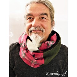 Loopschal Dunkelrot Ivory Dunkelgrün Herren Upcycling  E K