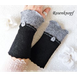 Damen Pulswärmer Armstulpen Walk Schwarz Grau E*