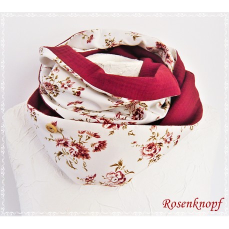 Loopschal Braut Weiß Rot Grün Unikat EK