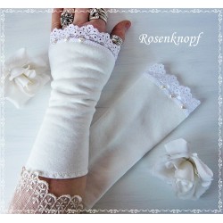 Armstulpen Ivory Pulswärmer Hochzeit EK