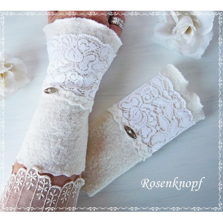 Armstulpen Ivory Weiß Hochzeit Pulswärmer EK