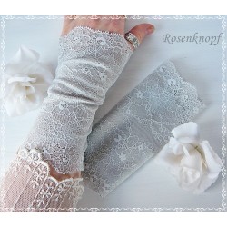 Armstulpen Pulswärmer Hellgrau Hochzeit EK