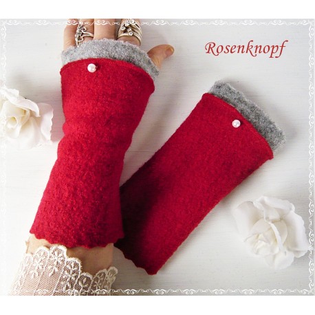 Armstulpen Pulswärmer Rot Grün  E