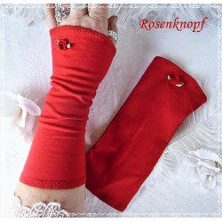 Damen Armstulpen Pulswärmer Jersey Rot Stretch E*