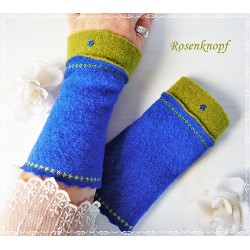 Pulswärmer Armstulpen Royalblau Hellgrün K *