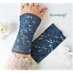 Armstulpen Royalblau Hellblau Spitze Pulswärmer EK*