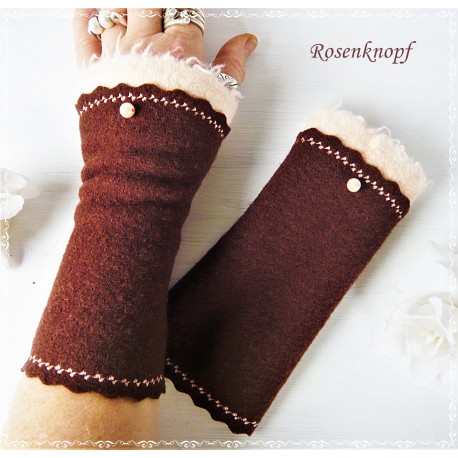 Armstulpen Walk Braun Apricot Pulswärmer E*