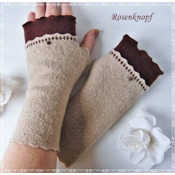 Armstulpen Grau Braun Petrol Pulswärmer Daumenloch EK*