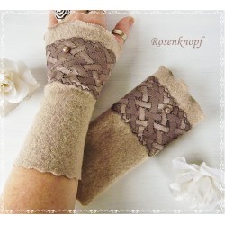 Damen Armstulpen Sand Nougat Pulswärmer Walk E*