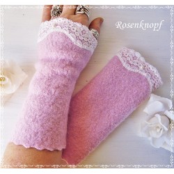 Armstulpen Rosa Rose Pulswärmer Hochzeit Walk K
