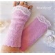 Damen Armstulpen Pulswärmer Hochzeit Walk Rosa Weiß E*