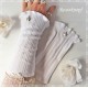 Damen Pulswärmer Armstulpen Weiß Hochzeit Stoff E*