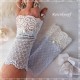 Damen Pulswärmer Armstulpen Hellblau Weiß Hochzeit Spitze
