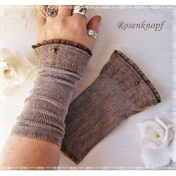 Armstulpen Nougatbraun Pulswärmer Strick Upcycling E*