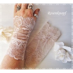 Damen Armstulpen Pulswärmer Puder Hochzeit Spitze E*