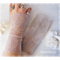 Armstulpen Pulswärmer Puder Hochzeit Spitze E*