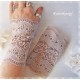 Armstulpen Pulswärmer Beige Hochzeit Spitze E*