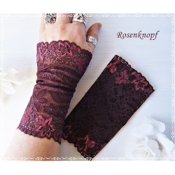 Armstulpen Pulswärmer Weinrot Spitze EK*