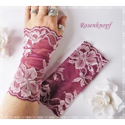 Armstulpen Pulswärmer Hochzeit Spitze Dunkelrosa Rosa E*