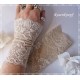 Damen Armstulpen Pulswärmer Hellbeige Hochzeit Spitze *