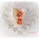 Stoffherz Herz Anhänger Weiß Orange Shabby *
