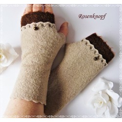 Walk Armstulpen Pulswärmer Daumenloch Sand Braun E*