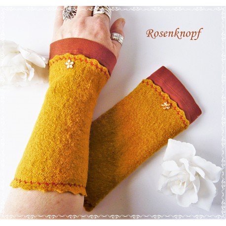 Walk Armstulpen Pulswärmer Ocker Grün *