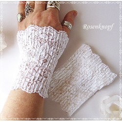Armstulpen Weiß Pulswärmer Spitze Hochzeit EK*