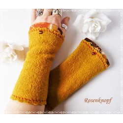 Walk Armstulpen Pulswärmer Ocker Rostbraun EK*