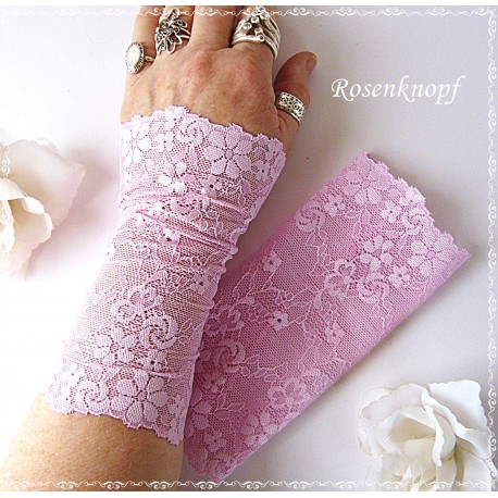 Armstulpen Pulswärmer Hochzeit Altrosa Spitze EK*