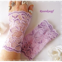Armstulpen Pulswärmer Hochzeit Rosa Spitze *