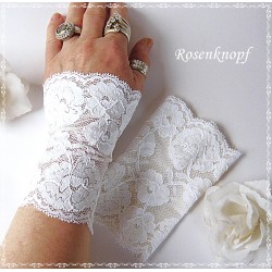 Armstulpen Weiß Pulswärmer Spitze Hochzeit E*