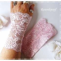 Armstulpen Pulswärmer Hochzeit Rosa Spitze *