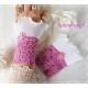 Damen Armstulpen Pulswärmer Hochzeit Weiß Fuchsia Plissée *