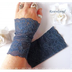 Armstulpen Jeansblau Spitze Pulswärmer EK*