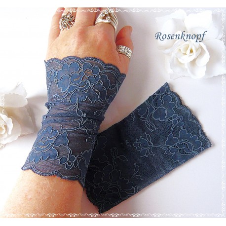 Armstulpen Jeansblau Spitze Pulswärmer EK*