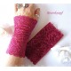 Damen Armstulpen Pulswärmer Spitze Hochzeit Magenta *