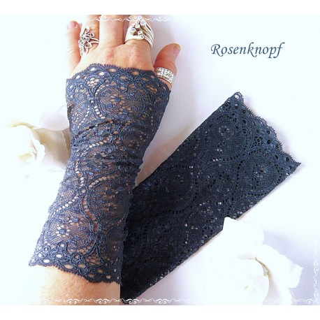 Armstulpen Jeansblau Spitze Pulswärmer E*