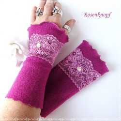 Armstulpen Malve Rosa Pulswärmer Hochzeit Walk *