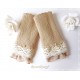 Armstulpen Sand Nougat Pulswärmer Walk Spitze *