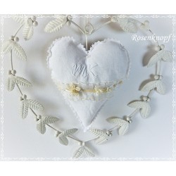 Stoffherz Herz Anhänger Weiß Give Away Shabby *