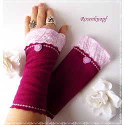 Damen Armstulpen Magenta Pulswärmer Hochzeit Walk E*