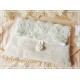 Clutch ROSES on LINEN Brauttasche Creme Leinen