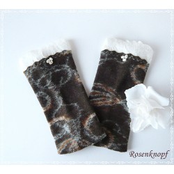 Damen Walk Armstulpen Braun Ivory Pulswärmer E*