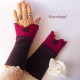 Damen Pulswärmer Armstulpen Merinowolle Aubergine Magenta E*